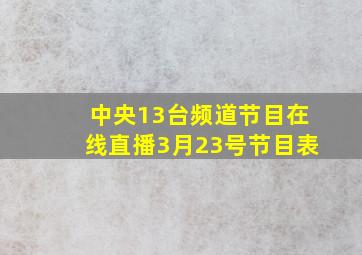 中央13台频道节目在线直播3月23号节目表