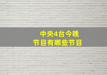 中央4台今晚节目有哪些节目