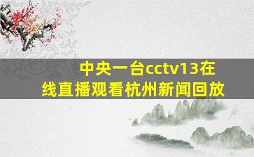 中央一台cctv13在线直播观看杭州新闻回放