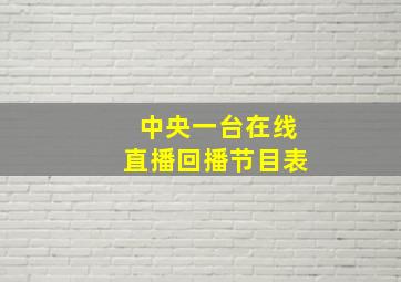 中央一台在线直播回播节目表