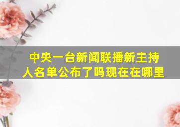 中央一台新闻联播新主持人名单公布了吗现在在哪里