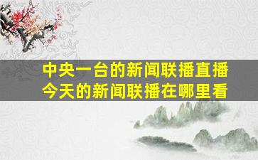 中央一台的新闻联播直播今天的新闻联播在哪里看