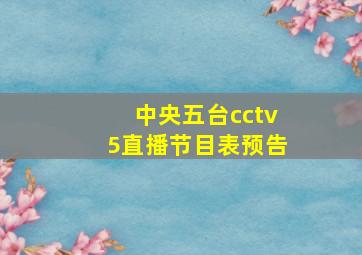 中央五台cctv5直播节目表预告