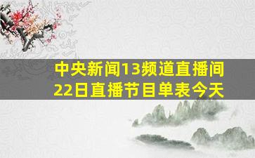 中央新闻13频道直播间22日直播节目单表今天