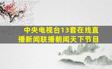 中央电视台13套在线直播新闻联播朝闻天下节目