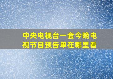 中央电视台一套今晚电视节目预告单在哪里看