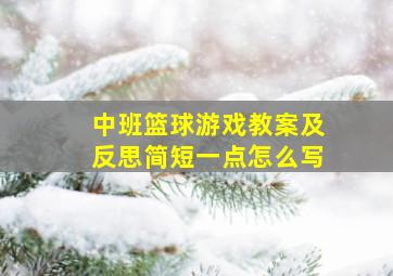 中班篮球游戏教案及反思简短一点怎么写