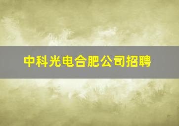 中科光电合肥公司招聘