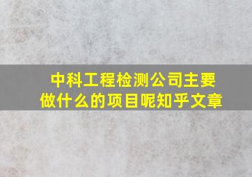 中科工程检测公司主要做什么的项目呢知乎文章