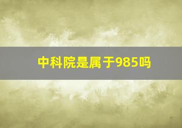 中科院是属于985吗