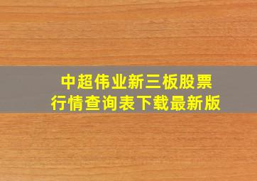 中超伟业新三板股票行情查询表下载最新版