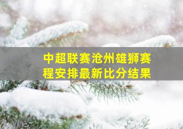 中超联赛沧州雄狮赛程安排最新比分结果