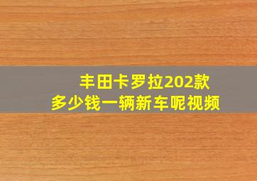 丰田卡罗拉202款多少钱一辆新车呢视频