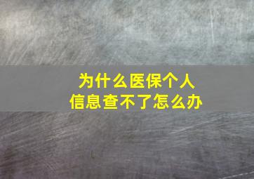 为什么医保个人信息查不了怎么办