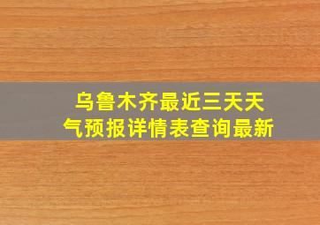 乌鲁木齐最近三天天气预报详情表查询最新