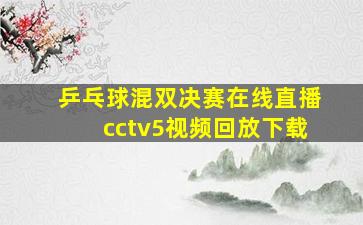 乒乓球混双决赛在线直播cctv5视频回放下载