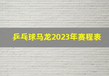 乒乓球马龙2023年赛程表