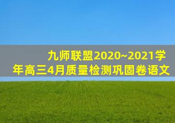 九师联盟2020~2021学年高三4月质量检测巩固卷语文