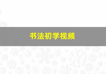 书法初学视频