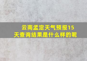 云南孟定天气预报15天查询结果是什么样的呢