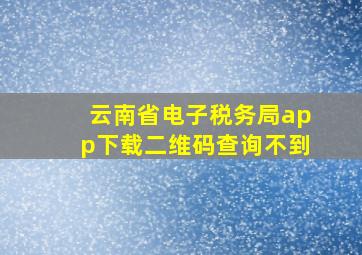 云南省电子税务局app下载二维码查询不到