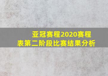 亚冠赛程2020赛程表第二阶段比赛结果分析