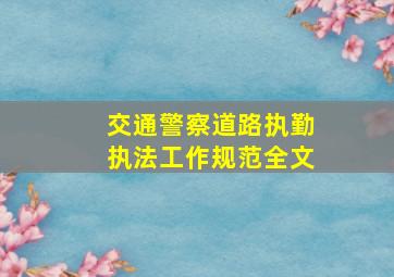 交通警察道路执勤执法工作规范全文