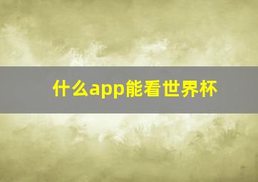 什么app能看世界杯