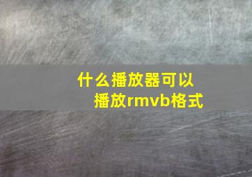 什么播放器可以播放rmvb格式