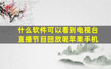 什么软件可以看到电视台直播节目回放呢苹果手机