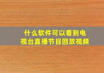 什么软件可以看到电视台直播节目回放视频