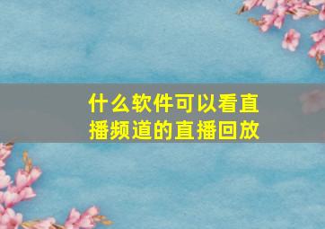 什么软件可以看直播频道的直播回放