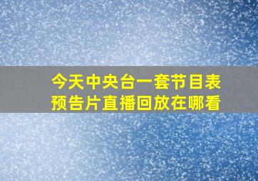 今天中央台一套节目表预告片直播回放在哪看