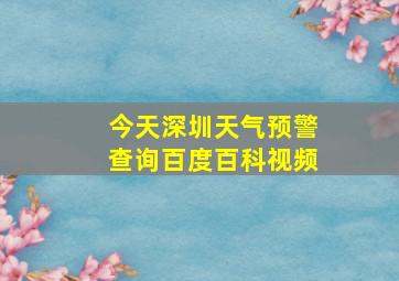 今天深圳天气预警查询百度百科视频