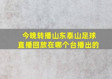 今晚转播山东泰山足球直播回放在哪个台播出的