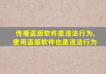 传播盗版软件是违法行为,使用盗版软件也是违法行为