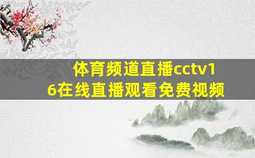 体育频道直播cctv16在线直播观看免费视频