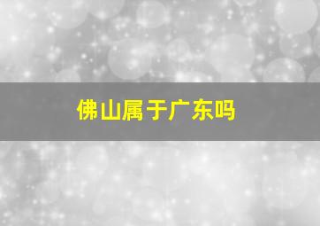 佛山属于广东吗