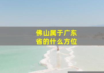 佛山属于广东省的什么方位