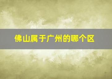 佛山属于广州的哪个区