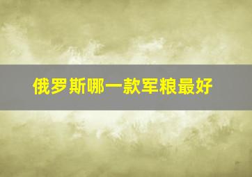 俄罗斯哪一款军粮最好