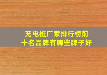 充电桩厂家排行榜前十名品牌有哪些牌子好