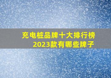 充电桩品牌十大排行榜2023款有哪些牌子