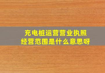 充电桩运营营业执照经营范围是什么意思呀