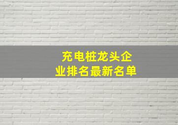 充电桩龙头企业排名最新名单