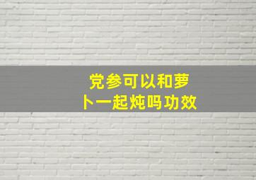 党参可以和萝卜一起炖吗功效