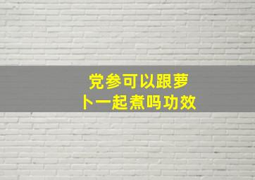 党参可以跟萝卜一起煮吗功效