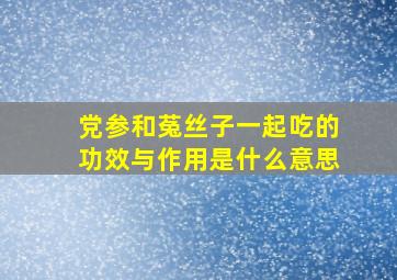 党参和菟丝子一起吃的功效与作用是什么意思