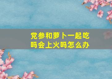 党参和萝卜一起吃吗会上火吗怎么办