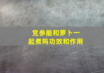 党参能和萝卜一起煮吗功效和作用